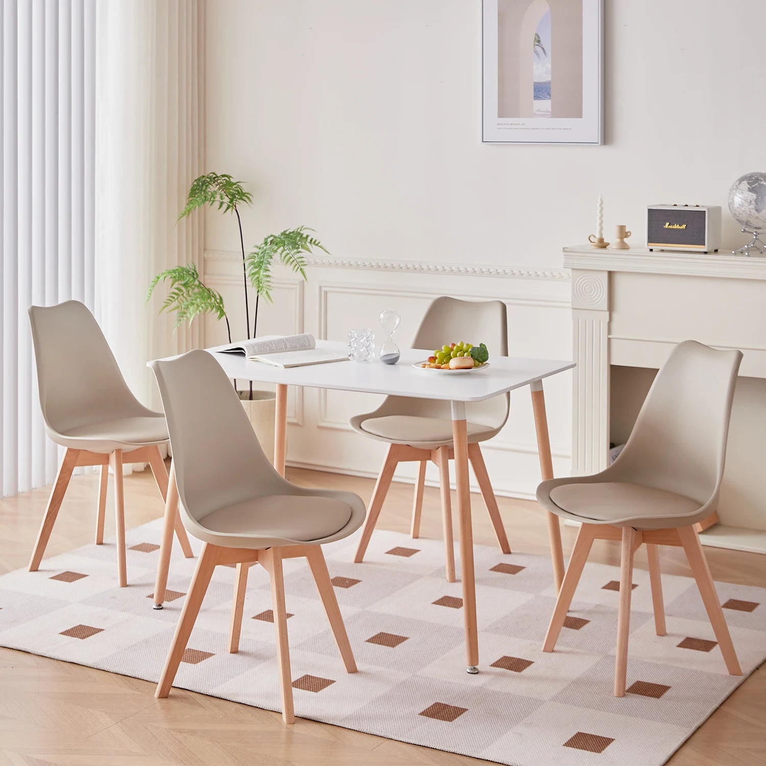 Chaise salle à manger scandinave nordique en plastique de luxe 4 pièces -