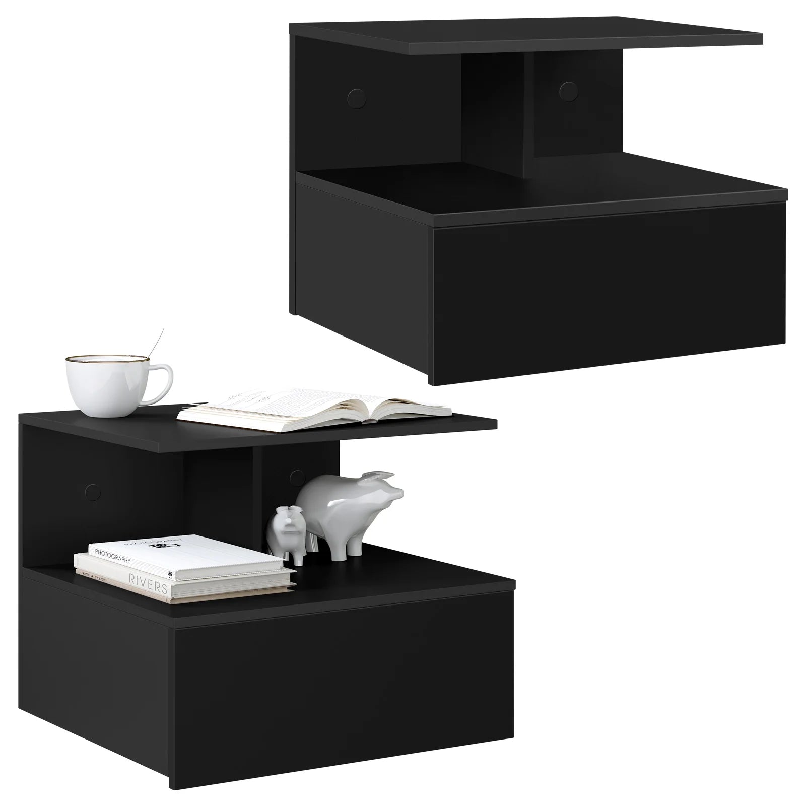 Table de chevet suspendue en bois 2 ensembles -