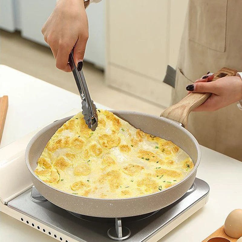 Poêle céramique compatible à induction avec poignée en bois -