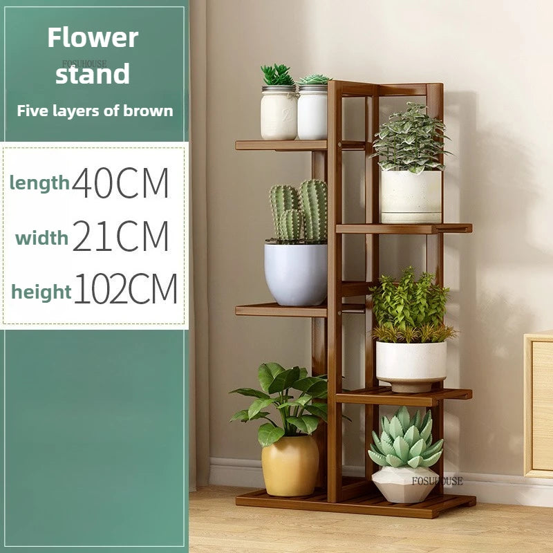 Étagère plante en bois massif pour balcon - IA