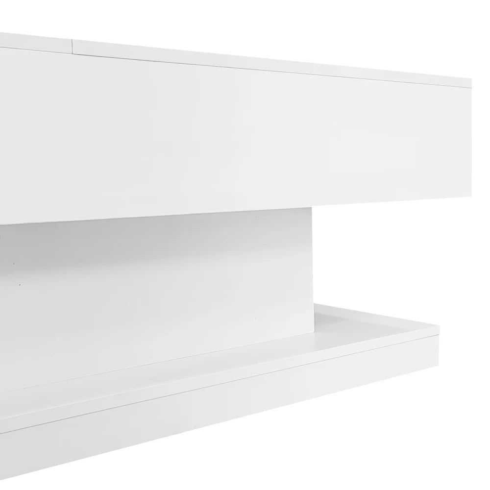 Table basse design blanc avec éclairage LED 100x50x45 Cm -