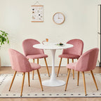 Chaise salle à manger bleu 4 ensemble en velours et pieds métal -