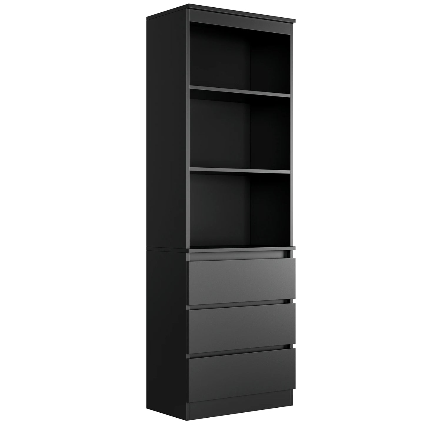 Étagère blanche bois moderne 60x35x180cm - Noir Étagère