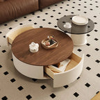 Table basse bois marron ronde de luxe -