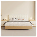 Table de nuit en bois massif couleur crème premium -