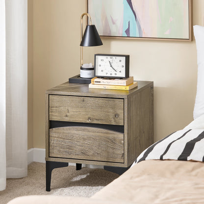 Table de chevet en bois avec 2 tiroirs - 40x40x47cm -