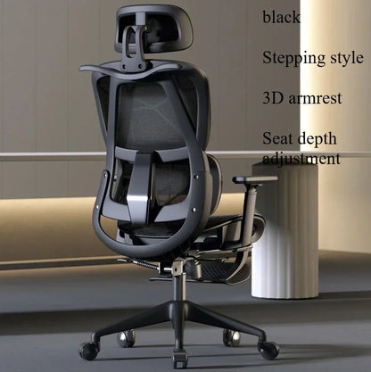 Chaise de bureau sur roues à dossier réglable - Noir 3D
