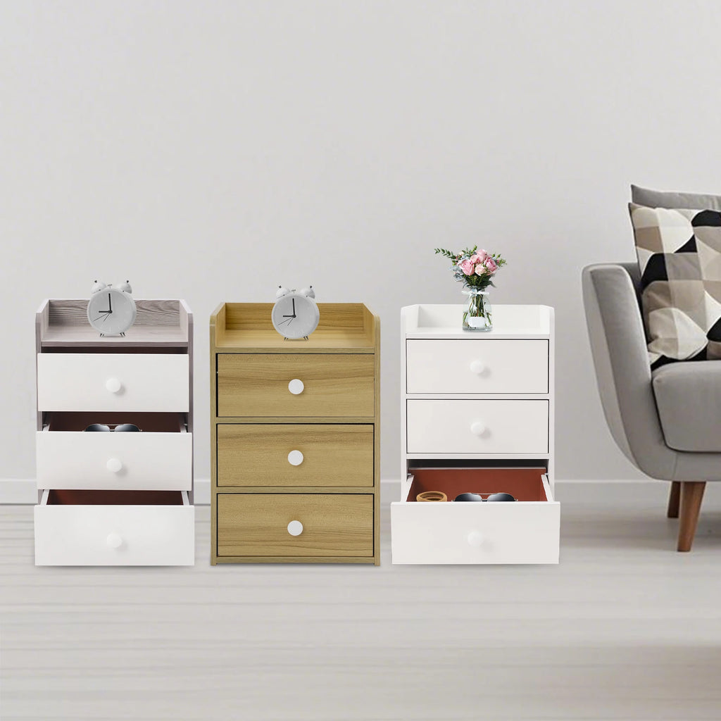 Mini Table de nuit avec poignée et 3 tiroirs -