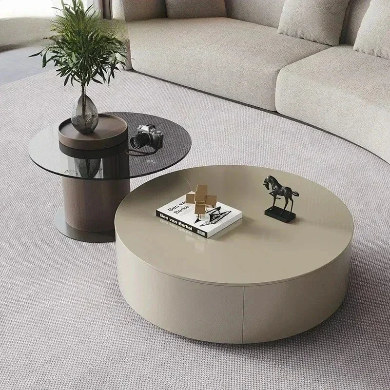 Table basse bois industriel ronde -