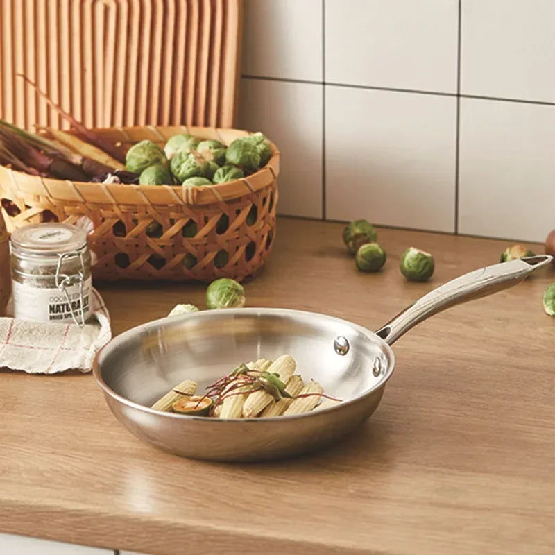 Poêle inox sans revêtement à triple couches -