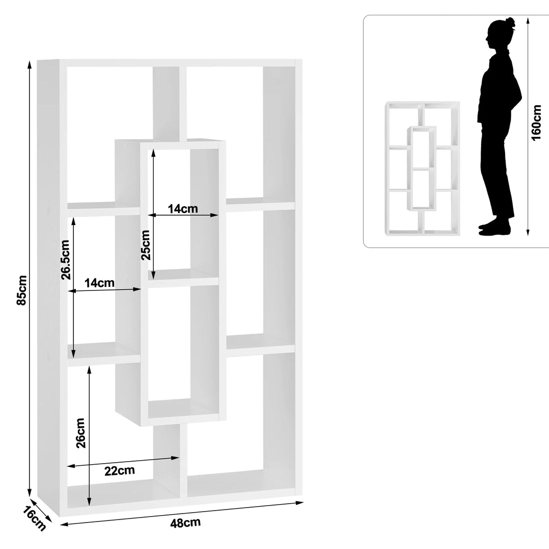étagère murale cadre blanche 85x16x48cm -