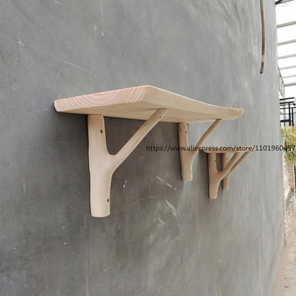 étagère murale à forme de planche et branche suspendue - Largeur 13-16CM