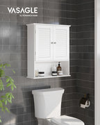 Meuble salle de bain murale blanc avec 2 portes -