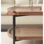 Table basse bois foncé à doubles plateaux -