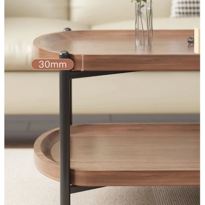 Table basse bois foncé à doubles plateaux -