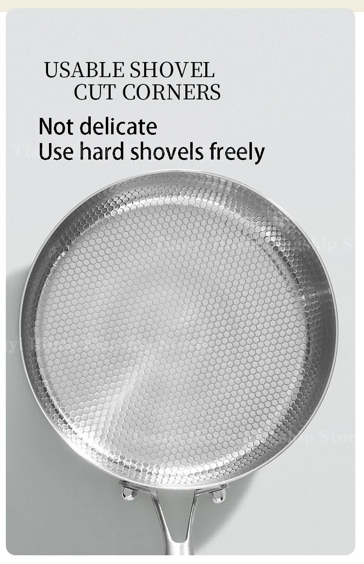 Wok poêle en inox solide -