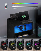 Lot de 2 Table de chevet led avec station de charge -