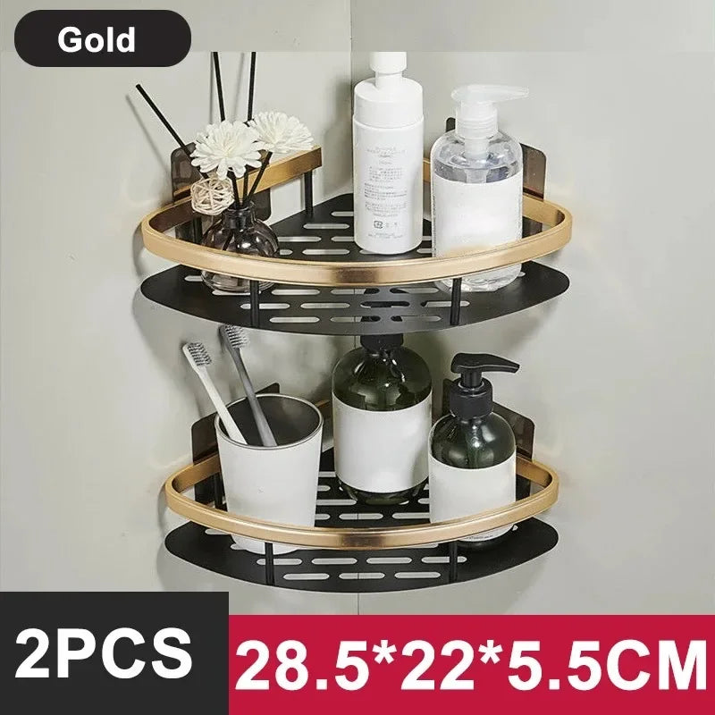Mini étagère salle de bain à alliage d'aluminium - StyleA-Noir gold 2