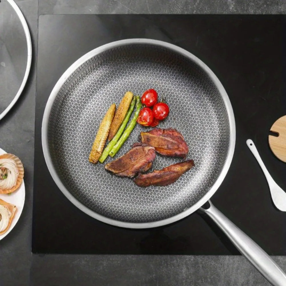 Poêle inox compatible avec gaz et induction -