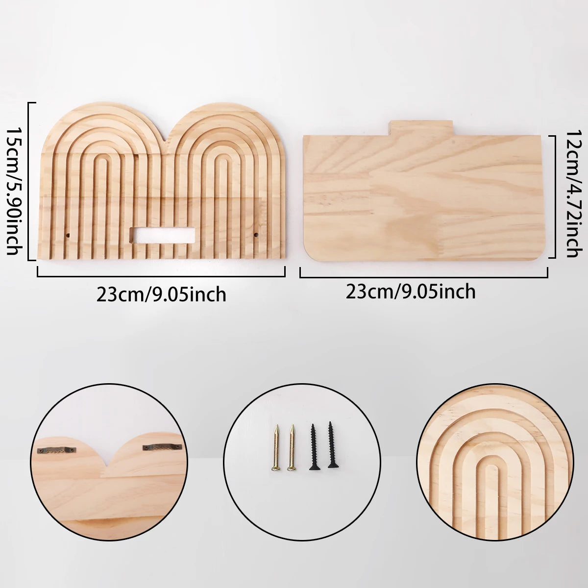 étagère murale bois bohème en forme d'arche - B