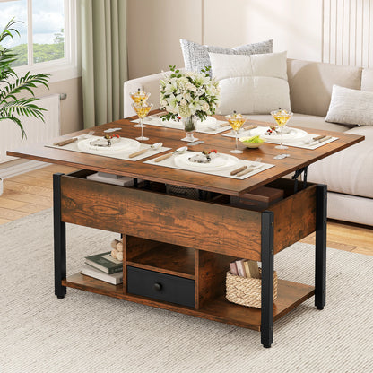 Table basse à manger convertible en bois -