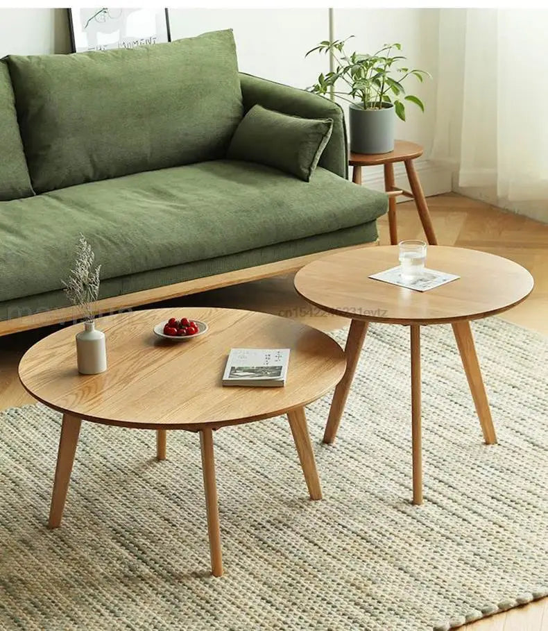 Table basse bois massif ronde de taille moyenne -