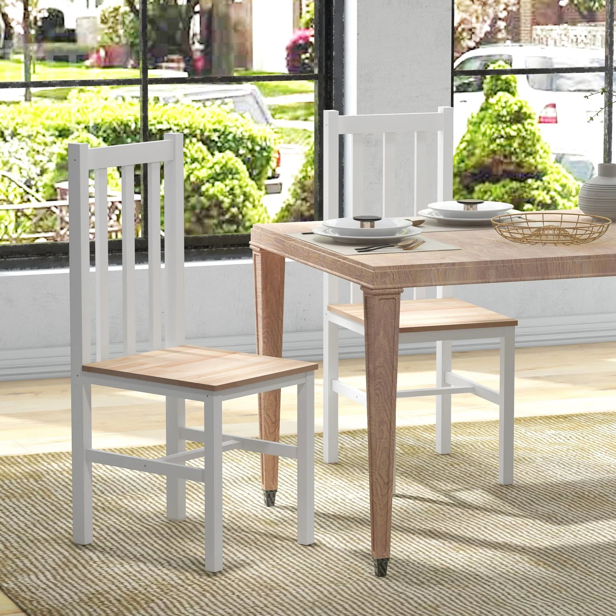 Chaise salle à manger vintage en bois 2 ensembles - Chaise salle à manger