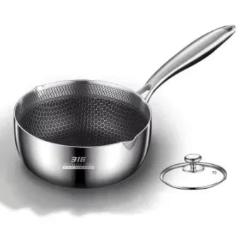 Casserole inox à lait de taille moyenne - 24cm avec couvercle
