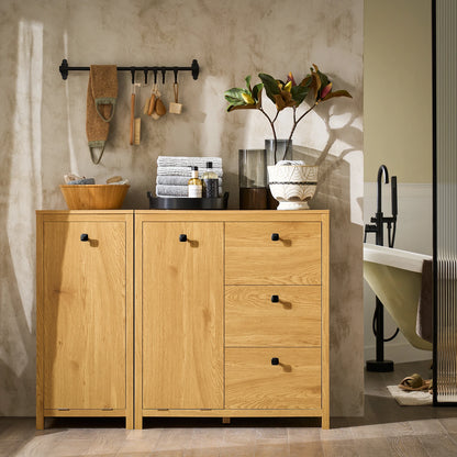 Meuble pour salle de bain en bois avec triples tiroirs - Naturel SB