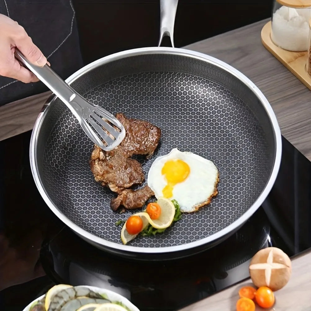 Poêle inox compatible avec gaz et induction -