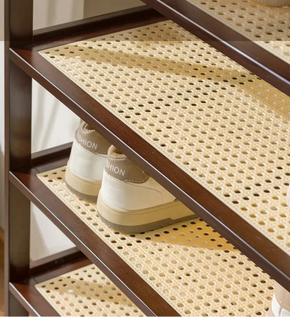 Meuble à chaussure bas d'entrée en bois massif -