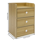 Mini Table de nuit avec poignée et 3 tiroirs - Bois Table de nuit