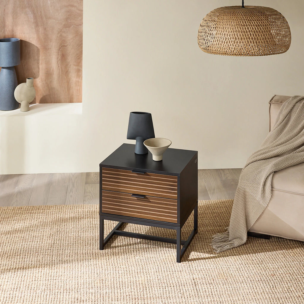 petite table de nuit carrée en bois - Noir Table de chevet