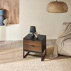 petite table de nuit carrée en bois - Noir Table de chevet