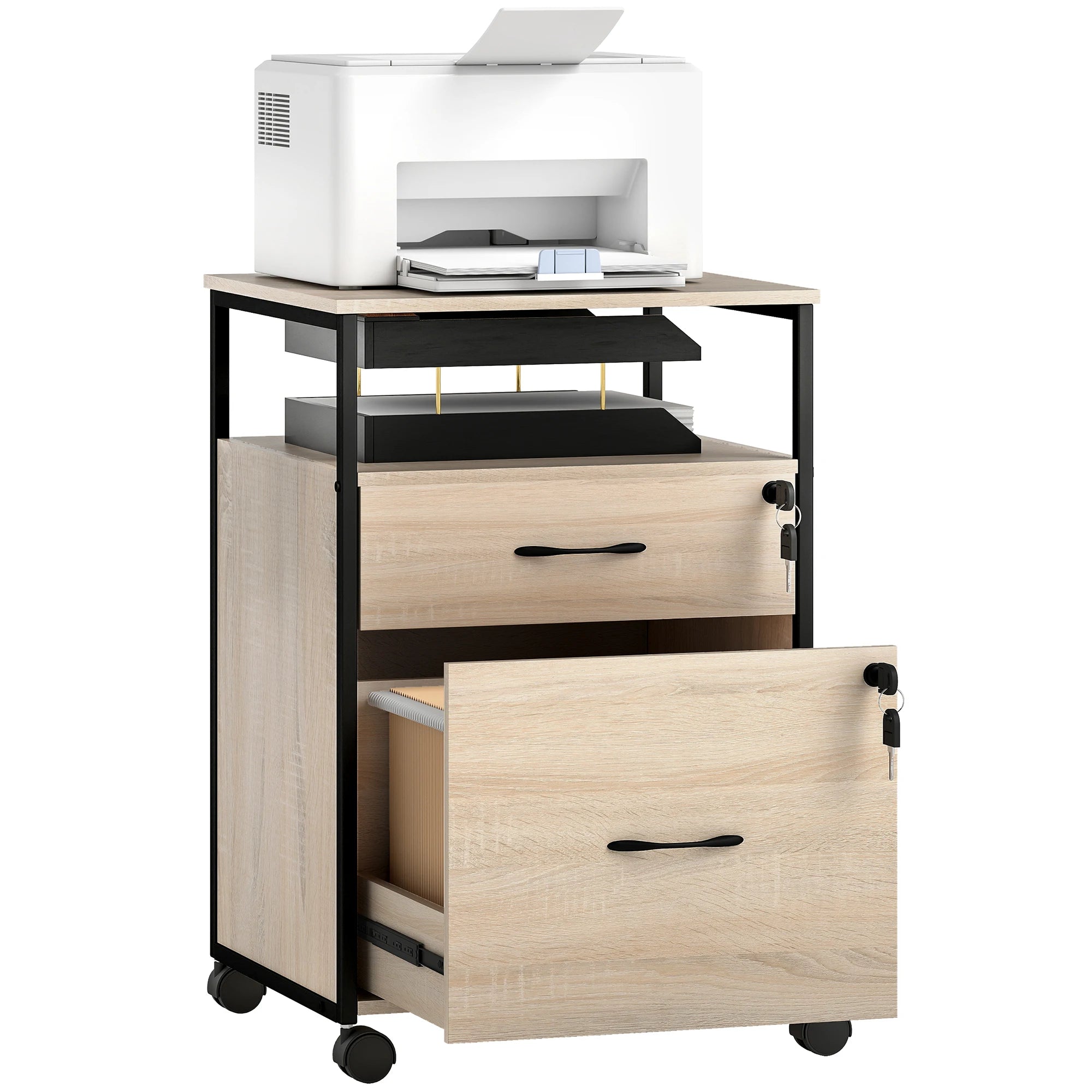 Petit meuble de rangement de bureau 44x40x66,5 cm - Noir Meuble de rangement