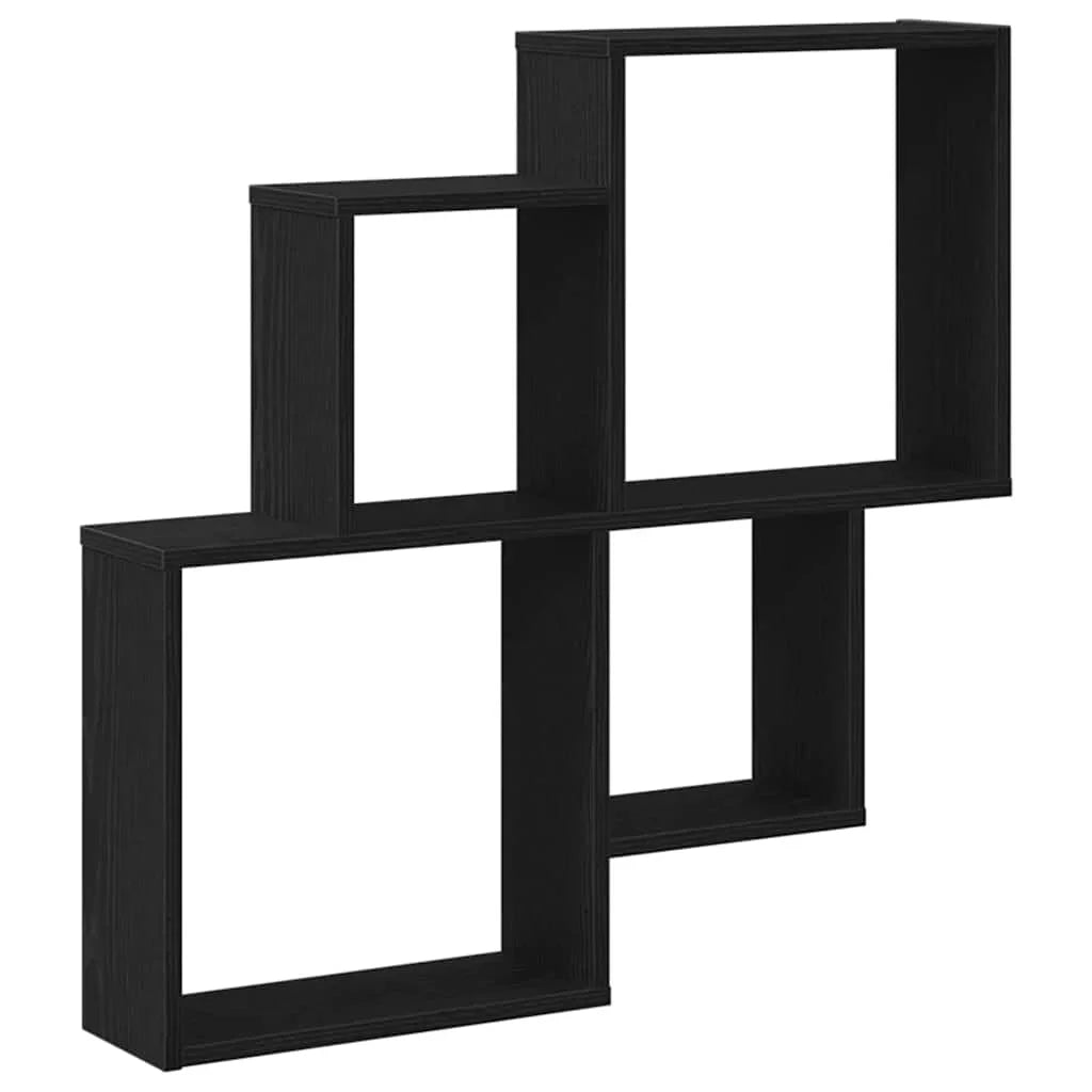 Étagère cube murale bois 80x15x78.5 cm - Étagère cube A - Noir