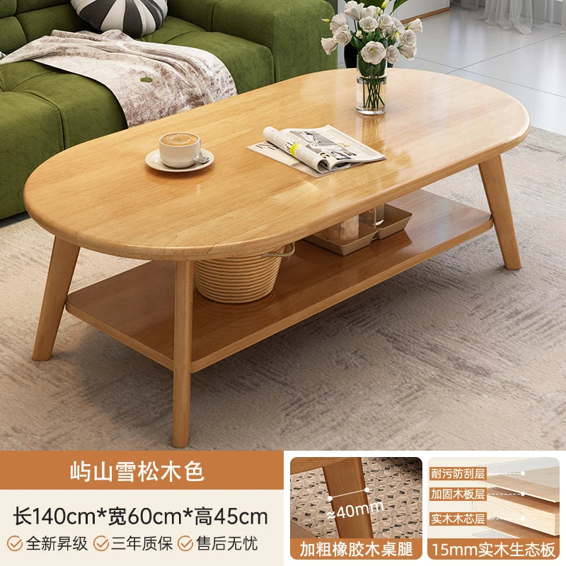 Table basse bois design à doubles plateaux - 140x60x45CM