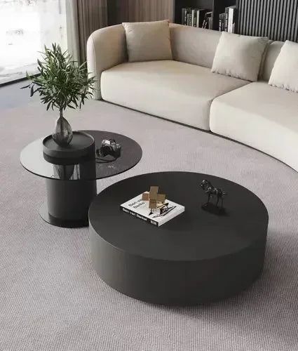 Table basse bois industriel ronde -