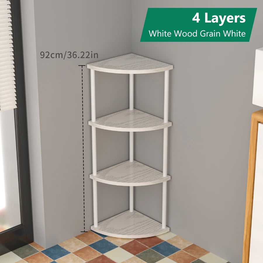 Étagère d'angle design simple à plusieurs étages - Blanc 4 couches Étagère d'angle