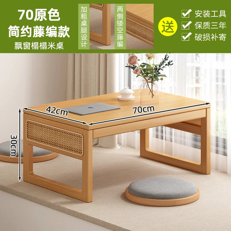 Table basse bureau japonais en bois naturel - 70 - couleur primaire