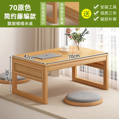 Table basse bureau japonais en bois naturel - 70 - couleur primaire