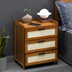 Table de nuit rangement rétro de couleur marron -
