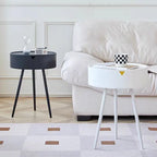 Table de chevet ronde d'appoint avec rangement -