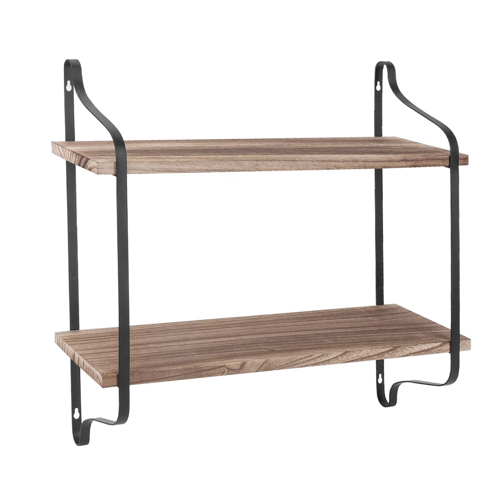 étagère murale en bois à deux tiges - Carbon Bois 51.5 x 60 x 15cm
