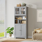 Meuble de rangement de style armoire de cuisine haute en bois - Gris Meuble de rangement