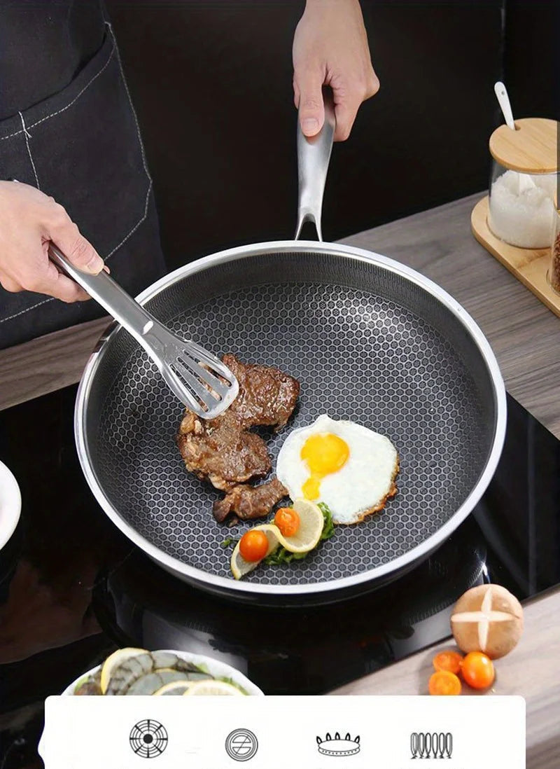 Poêle inox compatible avec gaz et induction -