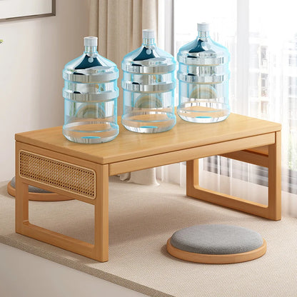 Table basse bureau japonais en bois naturel -