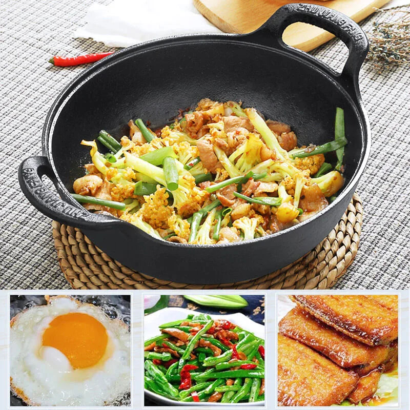 Poêle en fonte wok en forme mini casserole -