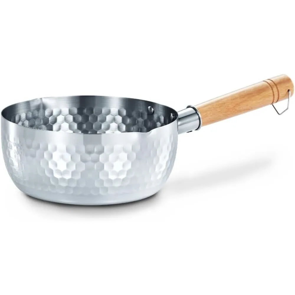 Casserole inox professionnel avec poignée en bois - 18cm avec couvercle