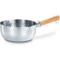 Casserole inox professionnel avec poignée en bois - 18cm avec couvercle